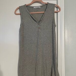 Michelle Mae Gray Sleeveless Top with Button Accents